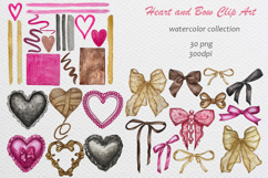 Heart Bows Ribbon Watercolor Clipart Product Image 2