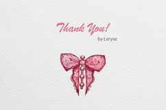 Heart Bows Ribbon Watercolor Clipart Product Image 13