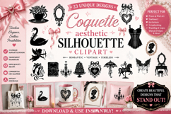 Coquette Aesthetic Silhouette PNG Clipart Bundle Product Image 1