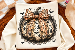 Coquette Black Lace Pumpkin Png, Leopard Bow Png Product Image 2
