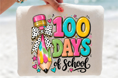 Coquette Bow 100 day of school pencil png, 100 day of school Product Image 2