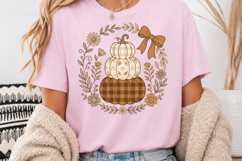 Coquette Bow Autumn Sublimation Design, Pastel Pumpkin PNG Product Image 3