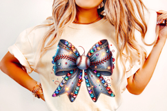 Glitter Baseball Coquette Bow PNG, Baseball PNG Sublimation Product Image 2