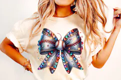 Glitter Baseball Coquette Bow PNG, Baseball PNG Sublimation Product Image 2