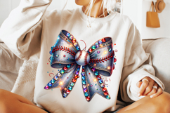 Glitter Baseball Coquette Bow PNG, Baseball PNG Sublimation Product Image 3