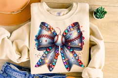 Glitter Baseball Coquette Bow PNG, Baseball PNG Sublimation Product Image 1