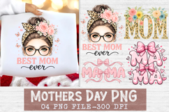 Coquette Bow Best Mom Ever,Mothers Day PNG Product Image 1
