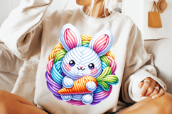 Faux Yarn Happy Easter Png, Crochet png, Latch Hook Easter Bunny Png, Coquette Bow Bunny Png,Clipart