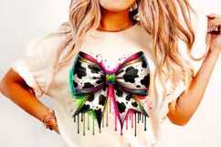 Cowhide Coquette Bow PNG, Coquette Bow PNG, Cowhide Ribbon Product Image 2