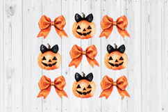 Coquette Bow Halloween PNG, Halloween Pumpkin PNG Product Image 3