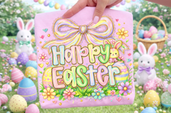 Happy Easter PNG, Coquette Bow Easter PNG, Easter Preppy PNG Product Image 3