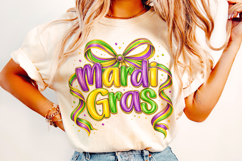 Mardi Gras Coquette Bow PNG, Fleur De Lis PNG, Fat Tuesday Product Image 1