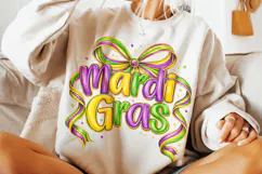 Mardi Gras Coquette Bow PNG, Fleur De Lis PNG, Fat Tuesday Product Image 2