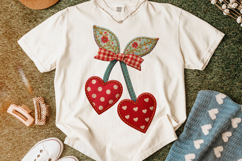 Coquette Valentine's Day Cherries Patchwork, Valentine Bow Product Image 3