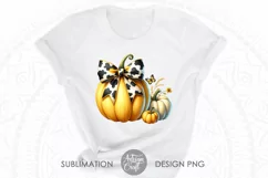 Pumpkin with Coquette Bow in cow print PNG file for sublimation 