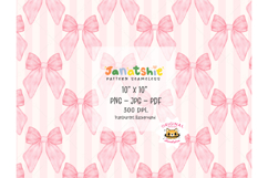 Preppy Coquette Pink Bow Seamless Pattern PNG, UV DTF print Product Image 1