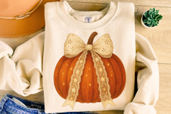 Pumpkin Coquette Bow PNG, Halloween PNG, Fall PNG, Autumn Product Image 3