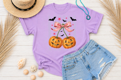 Coquette Bow Pumpkin Cherry PNG, Halloween Sublimation Desig Product Image 3