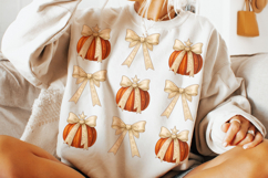 Fall Pumpkin Coquette Bow PNG, Halloween PNG, Autumn PNG Product Image 2