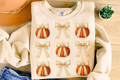 Fall Pumpkin Coquette Bow PNG, Halloween PNG, Autumn PNG Product Image 1