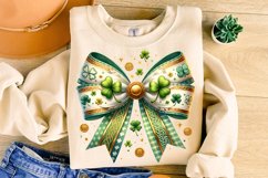 St Patrick&#039;s Day Coquette Bow PNG, St Patricks Day Bow PNG Product Image 3