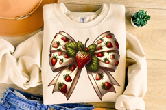 Strawberry Coquette Bow PNG, Strawberry Bow PNG, Summer PNG Product Image 1