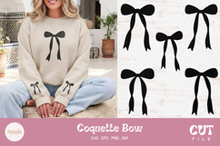 Ribbon coquette bow svg cut file designs being used as trendy coquette t-shirts print