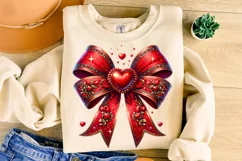 Valentines Coquette Bow PNG, Valentine's Day Bow PNG, Hearts Product Image 3