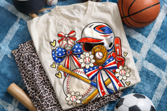 Baseball Coquette Bow American Flag PNG, Baseball Game Day Product Image 2