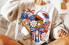 Baseball Coquette Bow American Flag PNG, Baseball Game Day Product Image 4