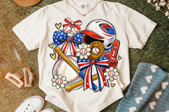 Baseball Coquette Bow American Flag PNG, Baseball Game Day Product Image 5