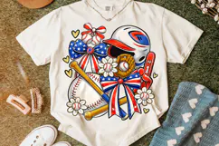 Baseball Coquette Bow American Flag PNG, Baseball Game Day Product Image 5