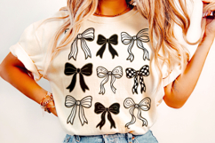 Checkered Coquette Bow Png, Black and White Bow PNG, Glitter Product Image 2