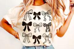 Checkered Coquette Bow Png, Black and White Bow PNG, Glitter Product Image 2