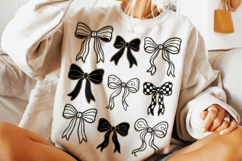 Checkered Coquette Bow Png, Black and White Bow PNG, Glitter Product Image 1
