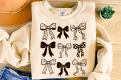 Checkered Coquette Bow Png, Black and White Bow PNG, Glitter Product Image 3