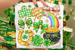 Coquette Bow St Patrick's Day PNG, Shamrock PNG, Irish PNG Product Image 2