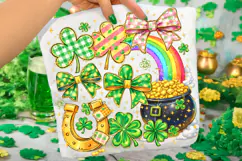 Coquette Bow St Patrick's Day PNG, Shamrock PNG, Irish PNG Product Image 3