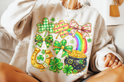 Coquette Bow St Patrick's Day PNG, Shamrock PNG, Irish PNG Product Image 5