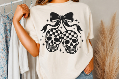 Coquette Checkered Cherry Skull SVG, Checkered Gothic Bow Product Image 3