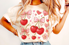 Boho Cherry Coquette Bow PNG, Cherries Bow PNG, Summer PNG Product Image 1