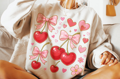 Boho Cherry Coquette Bow PNG, Cherries Bow PNG, Summer PNG Product Image 2