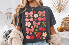 Boho Cherry Coquette Bow PNG, Cherries Bow PNG, Summer PNG Product Image 3