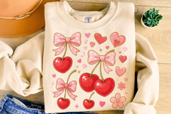 Boho Cherry Coquette Bow PNG, Cherries Bow PNG, Summer PNG Product Image 4