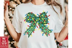 Christmas Coquette Bow PNG Christmas Lights PNG Sublimation Product Image 5