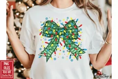 Christmas Coquette Bow PNG Christmas Lights PNG Sublimation Product Image 4