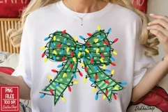 Christmas Coquette Bow PNG Christmas Lights PNG Sublimation Product Image 1