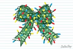 Christmas Coquette Bow PNG Christmas Lights PNG Sublimation Product Image 3