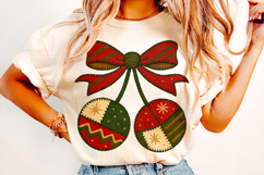 Christmas Cherries Coquette Bow PNG, Merry Christmas PNG Product Image 2