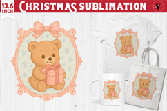 Coquette Christmas Clipart | Retro teddy bear sublimation Product Image 1